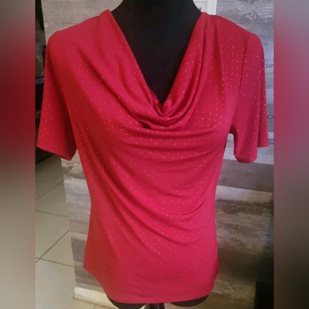 MICHAEL Michael Kors Red Cowl Neck Blouse SMALL S NWT